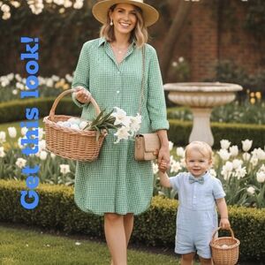 GAP Green Gingham Midi Dress